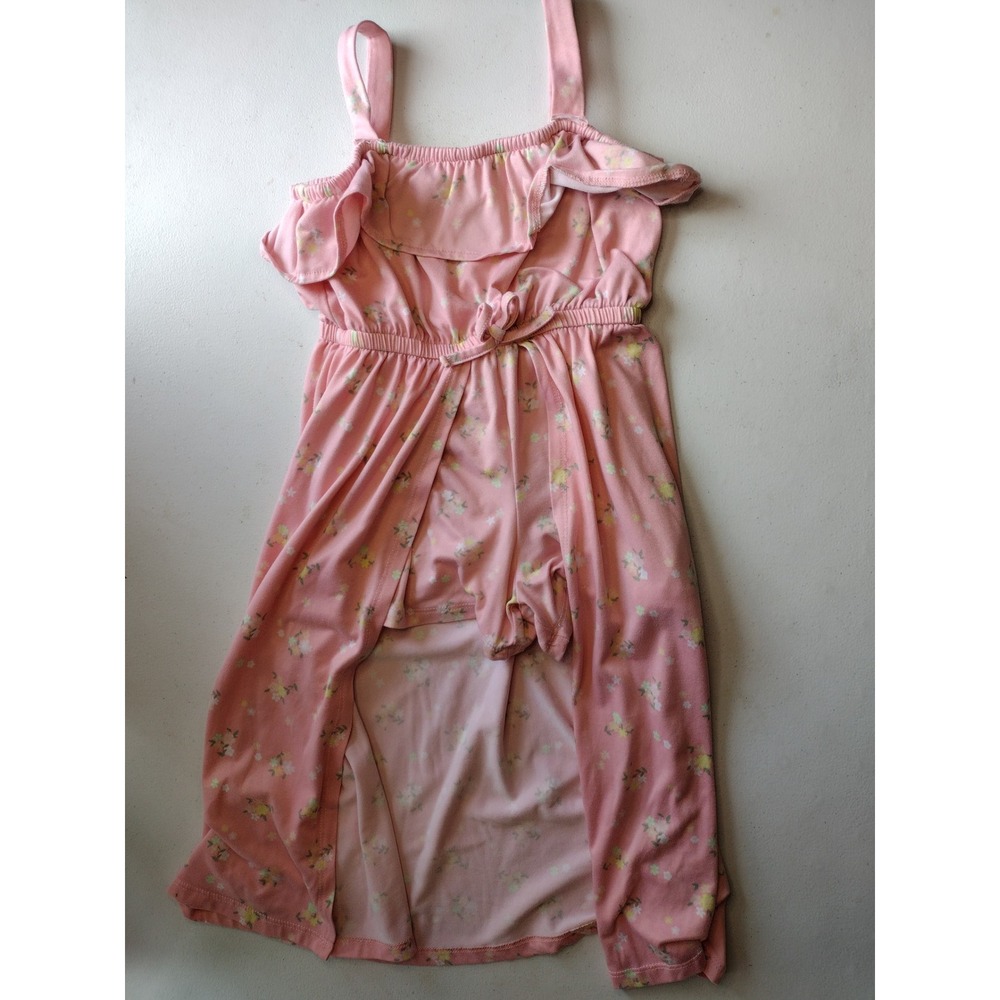 Limited Too Girls Pink Floral High-Low Skirt Overlay Romper‎ Size 6X